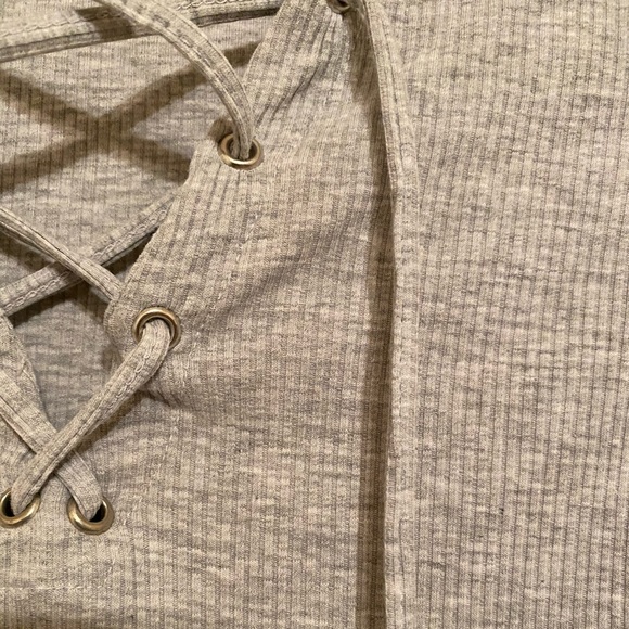 H&M Ribbed Heather Grey Front Lace-Up Dress - Picture 4 of 6